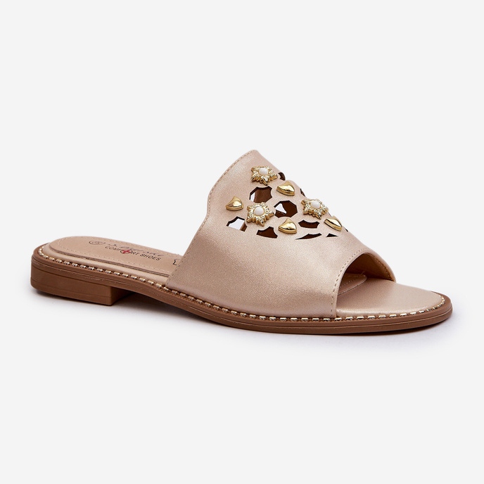 Infradito Lucide da Donna Con Decori S.Barski KV27-063 Oro d'oro 1