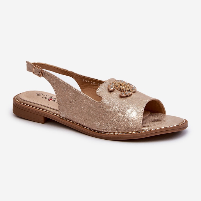 Sandali Da Donna Con Decorazione S.Barski KV27-049 Oro d'oro 2