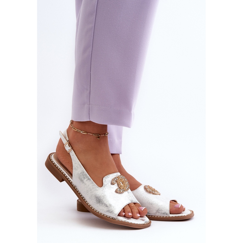 Sandali Da Donna Con Decorazione S.Barski KV27-049 Argento 2