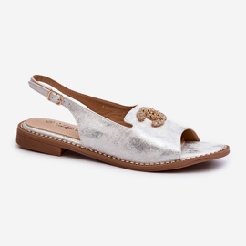 Sandali Da Donna Con Decorazione S.Barski KV27-049 Argento d'argento 1