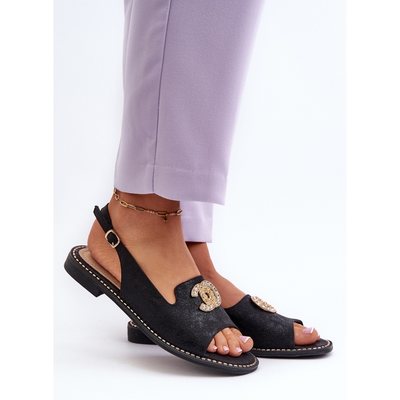 Sandali Da Donna Con Decorazione S.Barski KV27-049 Nero 2