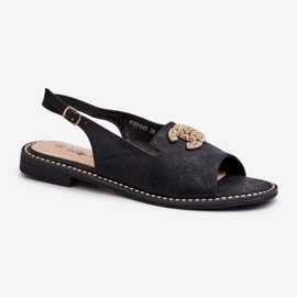 Sandali Da Donna Con Decorazione S.Barski KV27-049 Nero 1