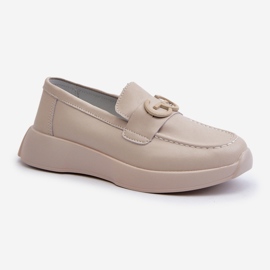 Mocassini in pelle da donna con plateau Beige S.Barski LR490 1