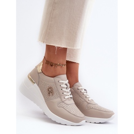 Sneakers con zeppa in pelle da donna Beige S.Barski LR810 2