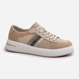 S.Barski Scarpe da Ginnastica in Pelle da Donna D&amp;A LR110 Beige 1