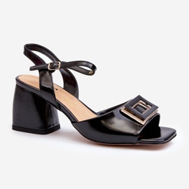 S.Barski Sandali Eleganti In Vernice Con Decorazione Nera D&amp;A MR38-202 nero 2