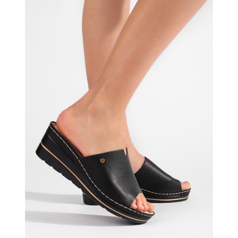 Comodi sandali con zeppa da donna neri nero 1