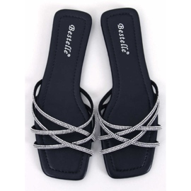 Ciabatte Rexha nere con strass nero 1