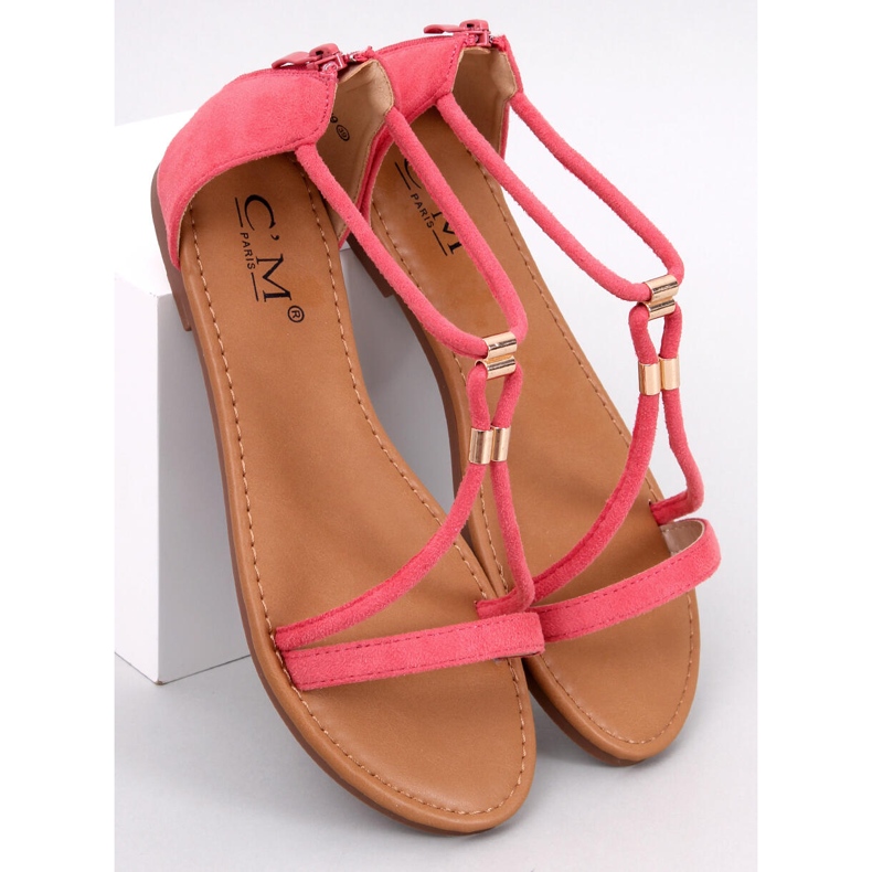 Leehom Sandalo da donna in camoscio rosso rosa 1