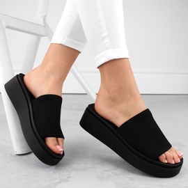 Infradito da donna in tessuto nero by Sergio Leone SK083H 1