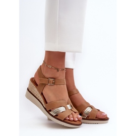 Sandali Con Zeppa Da Donna Con Starlenna Marrone Intrecciato 2
