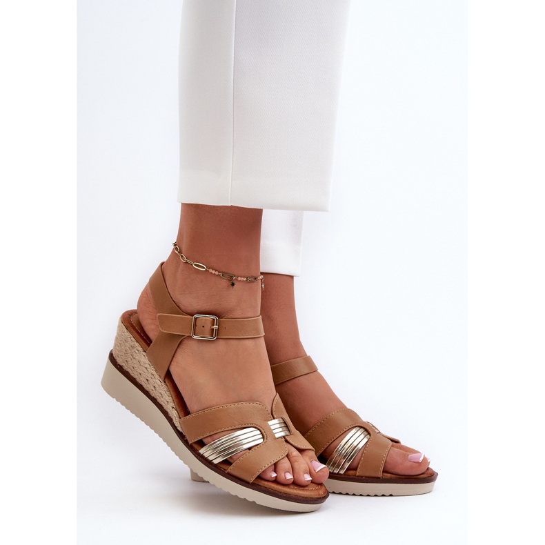 Sandali Con Zeppa Da Donna Con Starlenna Marrone Intrecciato 2