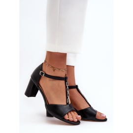 Sandali Da Donna Con Tacco Alto Con Cinturino Decorativo, In Eco Pelle, Triavera Nera nero 2