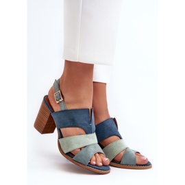 Sandali da Donna Realizzati in Eco Camoscio con Tacco Alto, Colore Blu Qutima 2