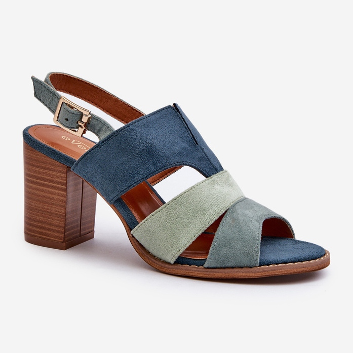 Sandali da Donna Realizzati in Eco Camoscio con Tacco Alto, Colore Blu Qutima 1