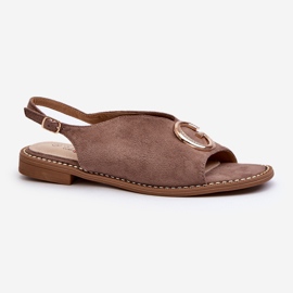 Sandali Eleganti da Donna Con Decorazione Eco Camoscio S.Barski KV27-058 Marrone 1