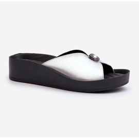 Infradito da donna in pelle con decorazione argento S.Barski KV27-027 1