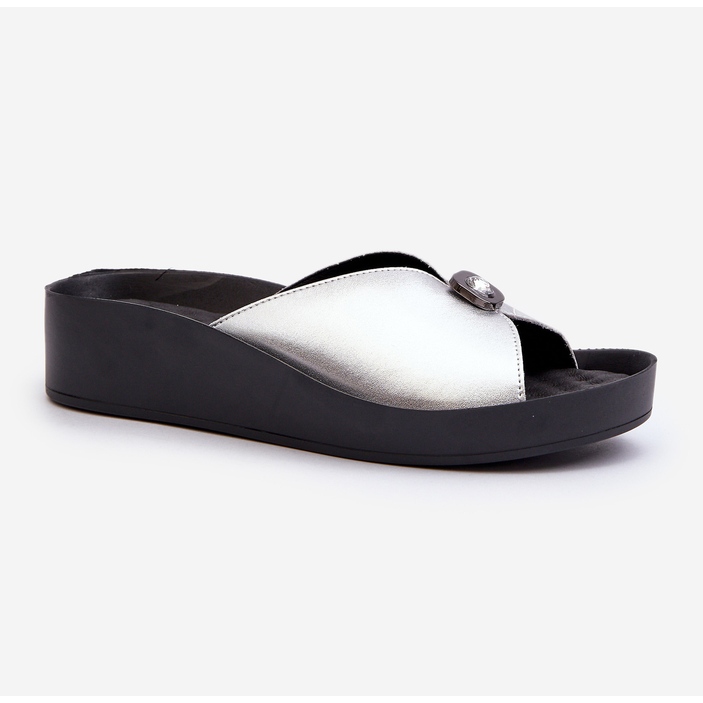 Infradito da donna in pelle con decorazione argento S.Barski KV27-027 d'argento 1