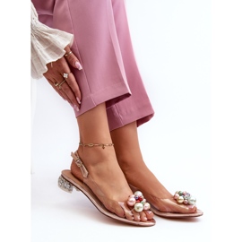 S.Barski Sandali Tacco Basso Trasparenti Con Decorazione Rose Gold D&amp;A MR38-368 rosa 1