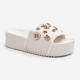 Infradito Platform Da Donna Con Spille, Zranesia Bianco bianca 2
