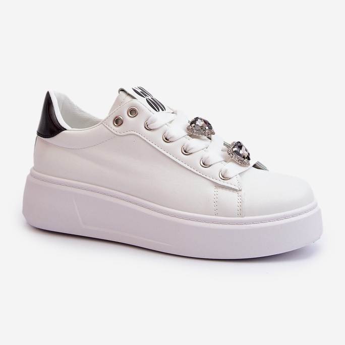 Sneakers da donna con plateau e spille a cuore, Azamia di colore bianco 1