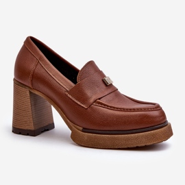 Zazoo 20169 Scarpe con tacco alto in pelle marrone 1