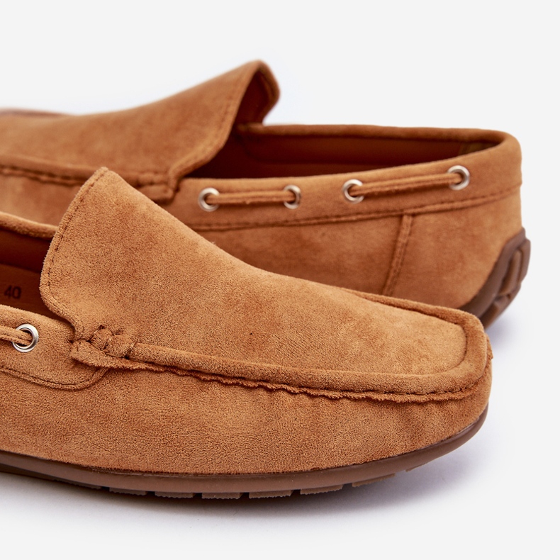 Mocassini slip-on da uomo in pelle scamosciata Rayan color cammello marrone 2