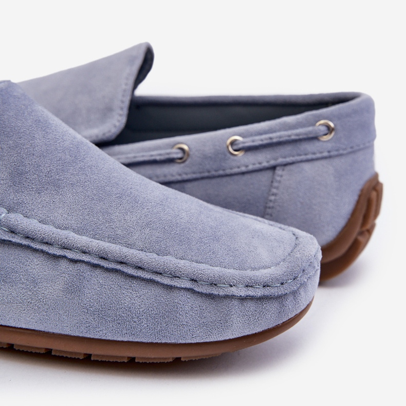 Mocassini slip-on da uomo in pelle scamosciata blu Rayan 2
