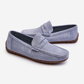 Mocassini Wesley in pelle scamosciata blu da uomo 1