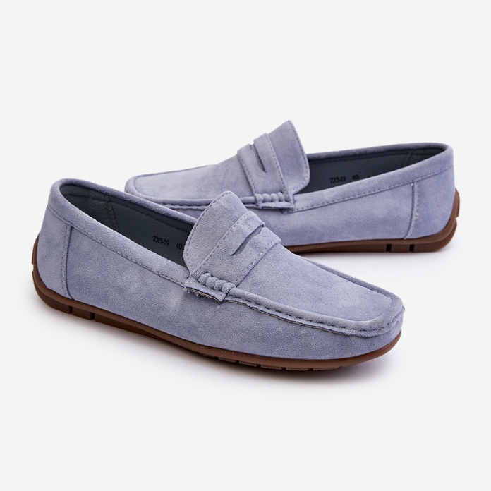 Mocassini Wesley in pelle scamosciata blu da uomo 1
