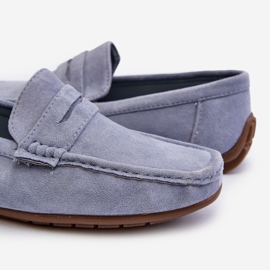 Mocassini Wesley in pelle scamosciata blu da uomo 2