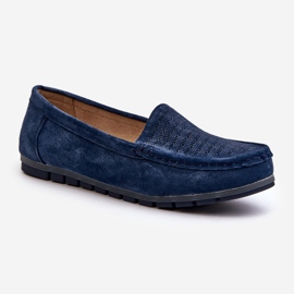 Mocassini in pelle scamosciata da donna, Blu Navy S.Barski LR755 1