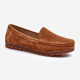 Mocassini da Donna in Pelle Scamosciata Camel S.Barski LR755 marrone 1