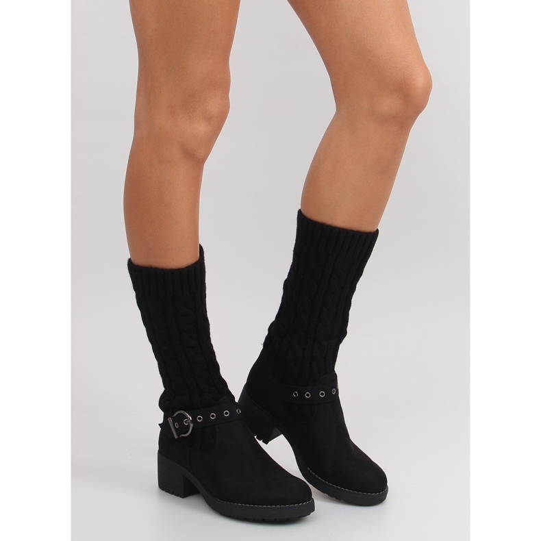 NC109 stivali in maglia neri nero 2