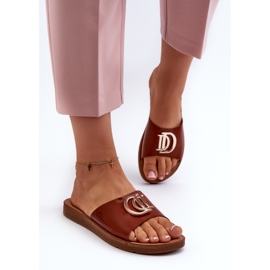 Infradito da donna con suola flat con decorazione, Marrone Amoonia 2