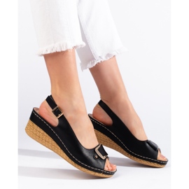 Sandali espadrillas neri con zeppa bassa nero 1