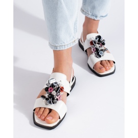 Sandali da donna bianchi con decorazione bianco 1