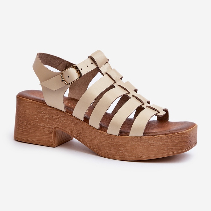 Zazoo 40410 Sandali in pelle da donna, Beige 1