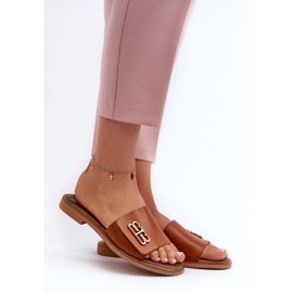 Zazoo 40384 Infradito eleganti in pelle da donna, Marrone 2
