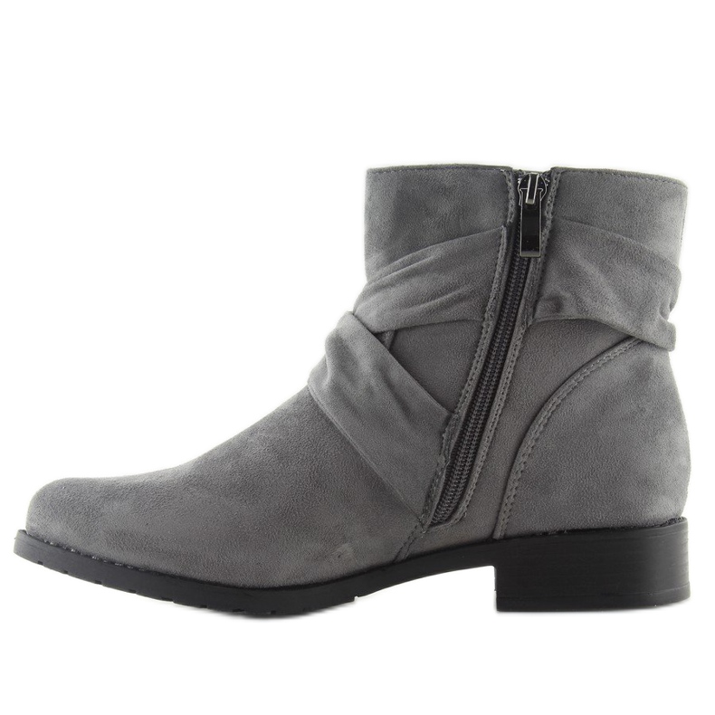 Stivali in camoscio con fiocco B7713 Grigio 1