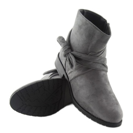 Stivali in camoscio con fiocco B7713 Grigio 2