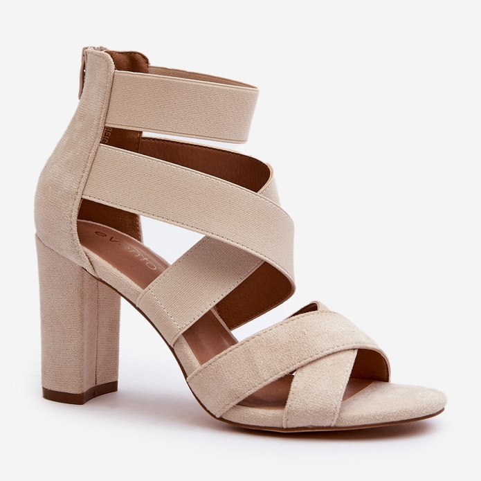 Sandali Con Tacco Alto Da Donna Con Cinturini Beige Obissa 1