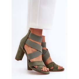 Sandali Con Tacco Alto Da Donna Con Cinturini, Colore Verde Obissa 1