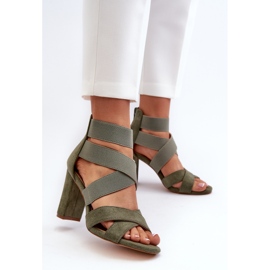 Sandali Con Tacco Alto Da Donna Con Cinturini, Colore Verde Obissa 2