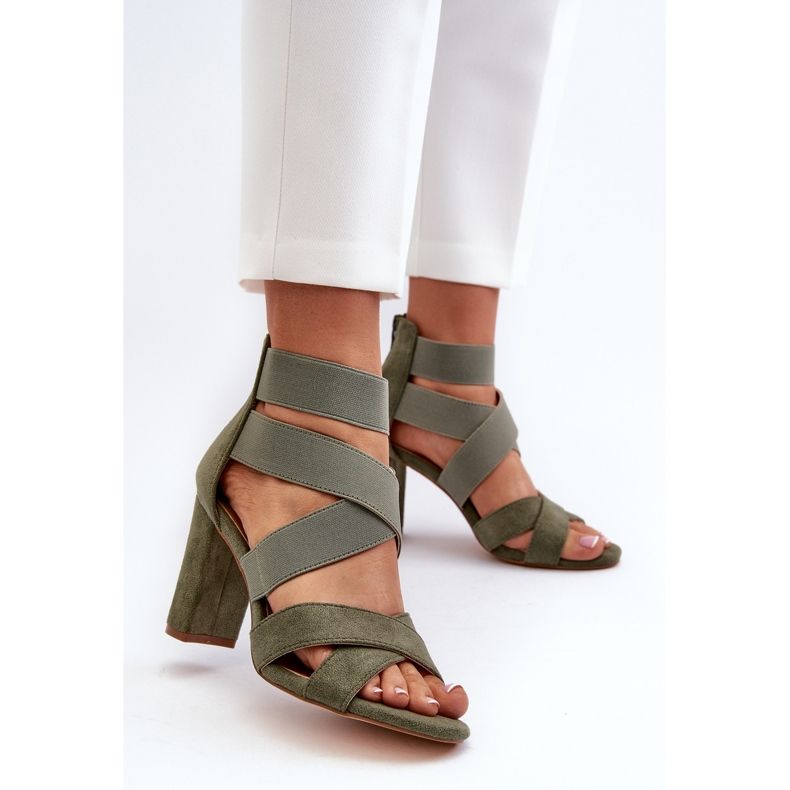 Sandali Con Tacco Alto Da Donna Con Cinturini, Colore Verde Obissa 2