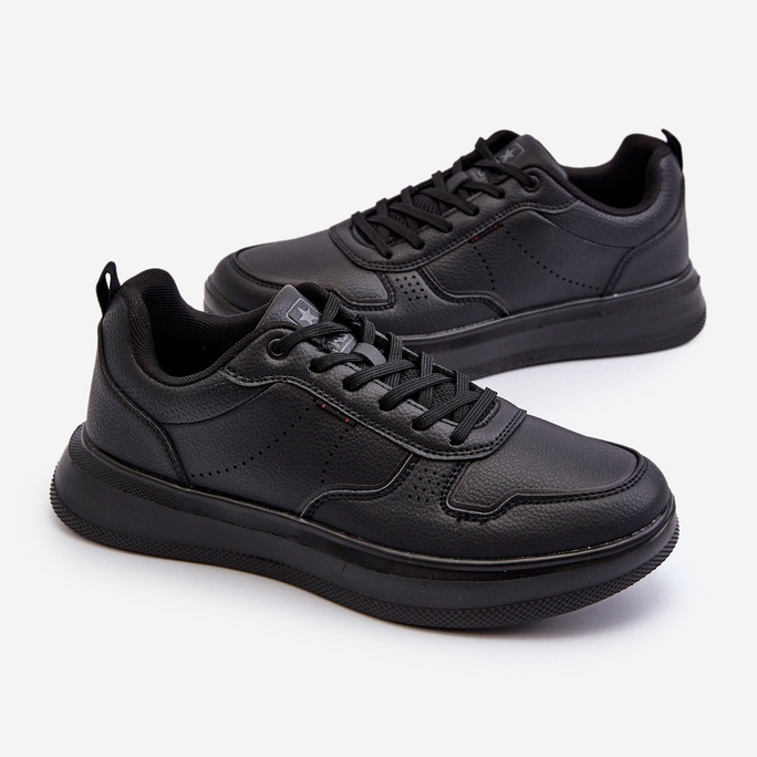 Sneakers Leggere da Uomo con Plateau, Realizzate in Eco Pelle, Colore Nero Uziran 1