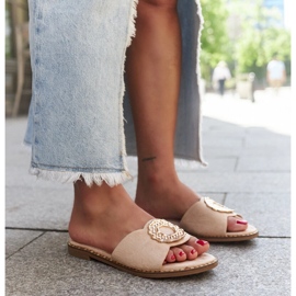 Infradito beige con inserto in pelle di Buenas 1
