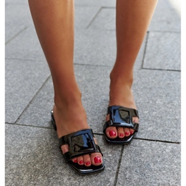 Ciabatte in vernice nera con inserto in pelle Mancinia nero 1