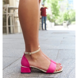 Sandali rosa scuro con inserto in pelle di Hessa 1