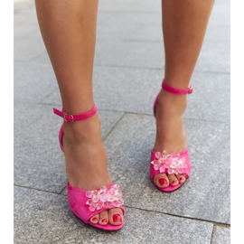 Sandali con tacco alto con decorazione Rahalia rosa 1